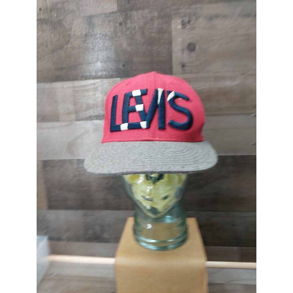 Levis Clothing Brand Red With Multi-Color Logo Grey Bill Snapback Hat